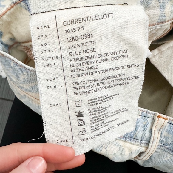 CURRENT ELLIOT The Stiletto Blue Rose Ankle Jean - Picture 6 of 10